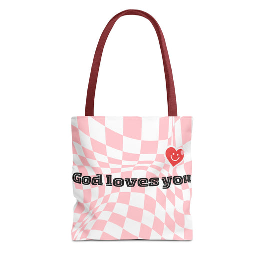 Heartfelt Checkerboard Tote Bag | Inspirational Gift for Friends | Everyday Use | Perfect for Casual Outings or Church