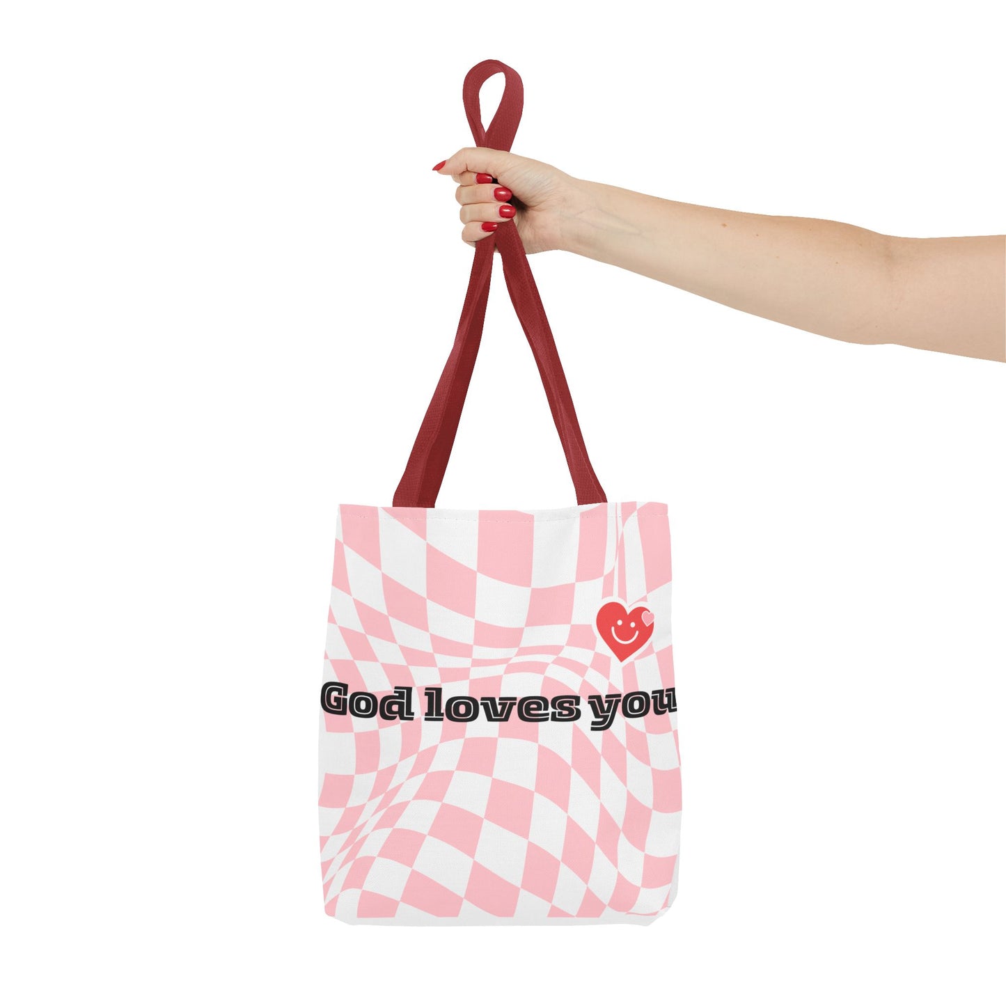 Heartfelt Checkerboard Tote Bag | Inspirational Gift for Friends | Everyday Use | Perfect for Casual Outings or Church