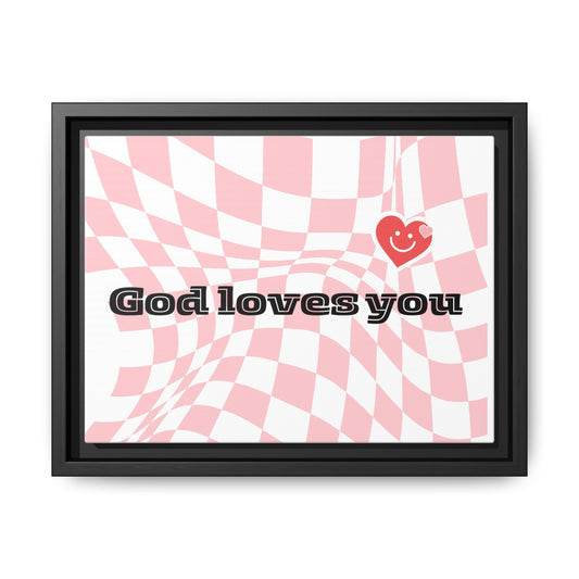 Framed Canvas Art Print - 'God Loves You' - Colorful Wall Decor, Positive Vibes, Inspirational Gift, Home Decor, Motivational Art