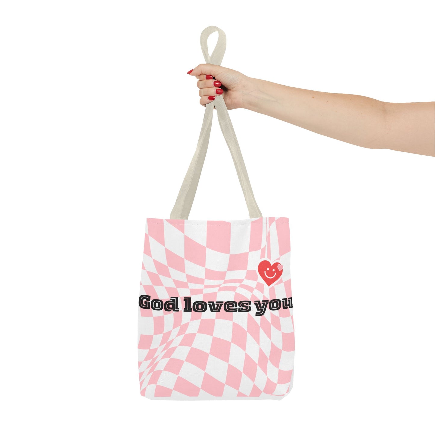 Heartfelt Checkerboard Tote Bag | Inspirational Gift for Friends | Everyday Use | Perfect for Casual Outings or Church