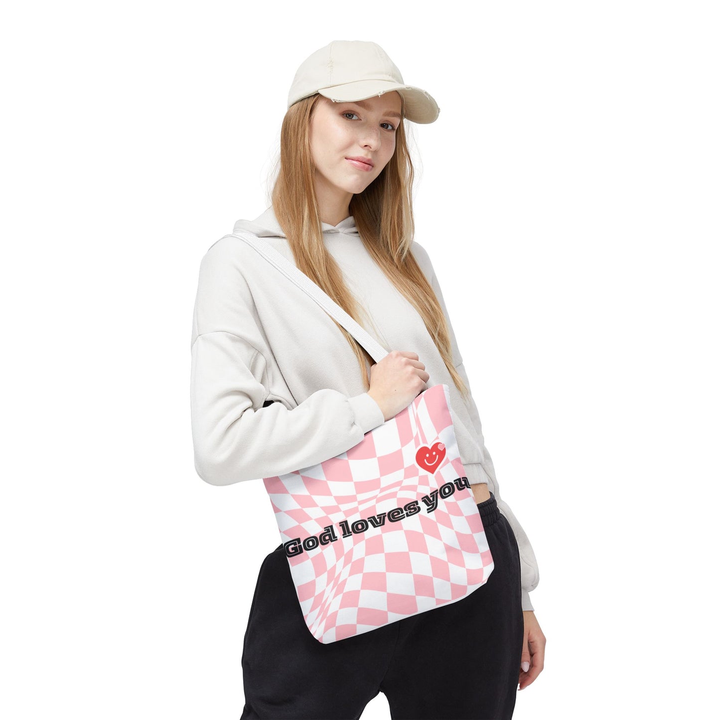 Heartfelt Checkerboard Tote Bag | Inspirational Gift for Friends | Everyday Use | Perfect for Casual Outings or Church