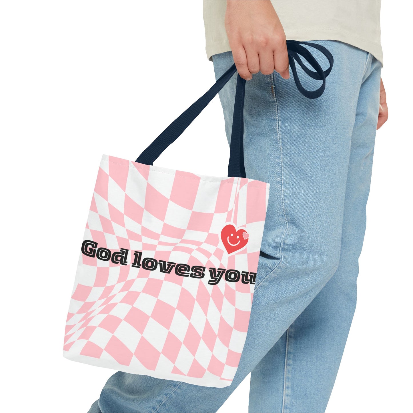 Heartfelt Checkerboard Tote Bag | Inspirational Gift for Friends | Everyday Use | Perfect for Casual Outings or Church