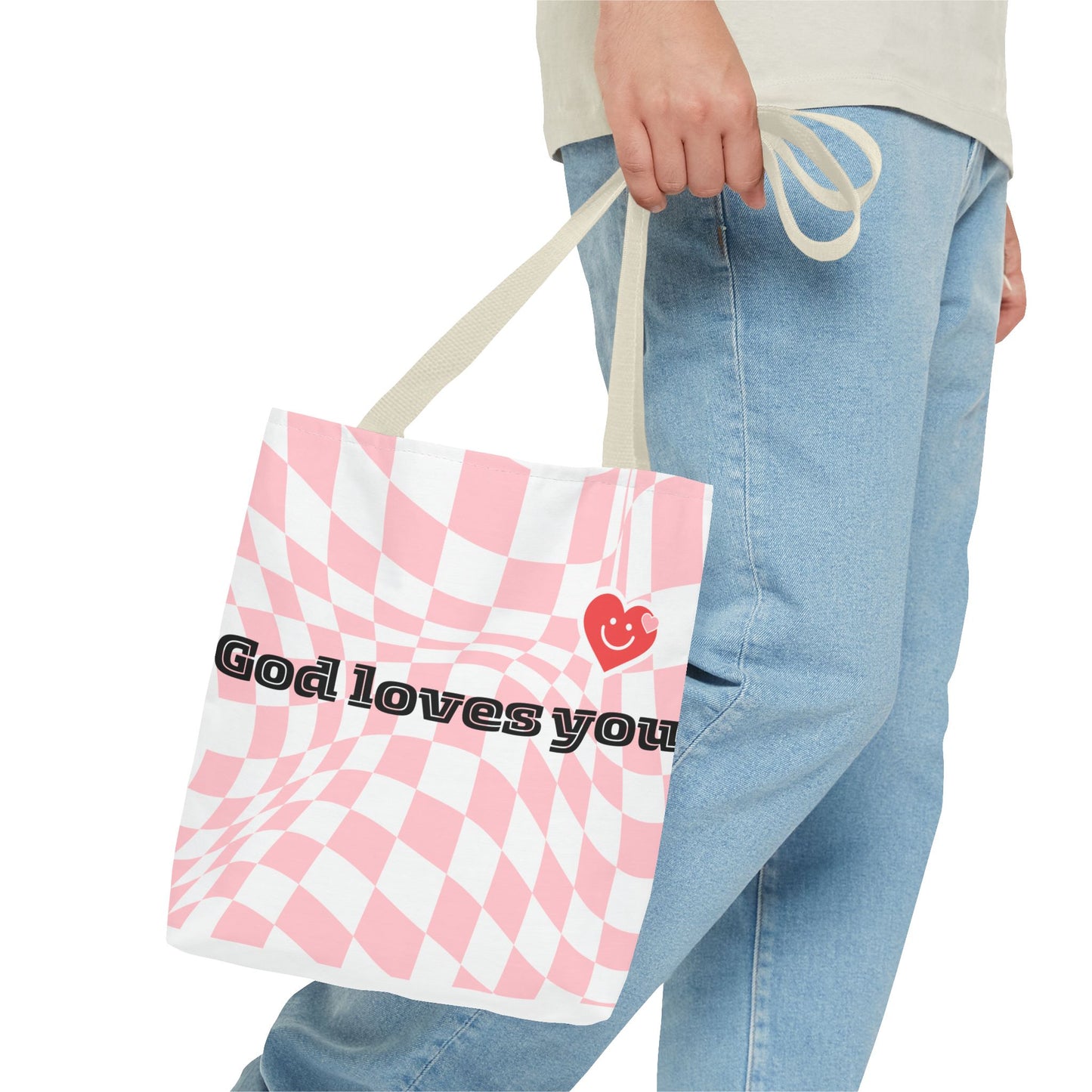 Heartfelt Checkerboard Tote Bag | Inspirational Gift for Friends | Everyday Use | Perfect for Casual Outings or Church