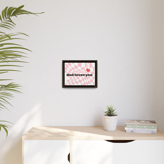 Framed Canvas Art Print - 'God Loves You' - Colorful Wall Decor, Positive Vibes, Inspirational Gift, Home Decor, Motivational Art