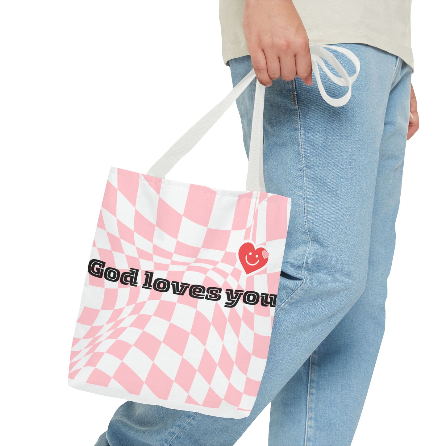 Heartfelt Checkerboard Tote Bag | Inspirational Gift for Friends | Everyday Use | Perfect for Casual Outings or Church