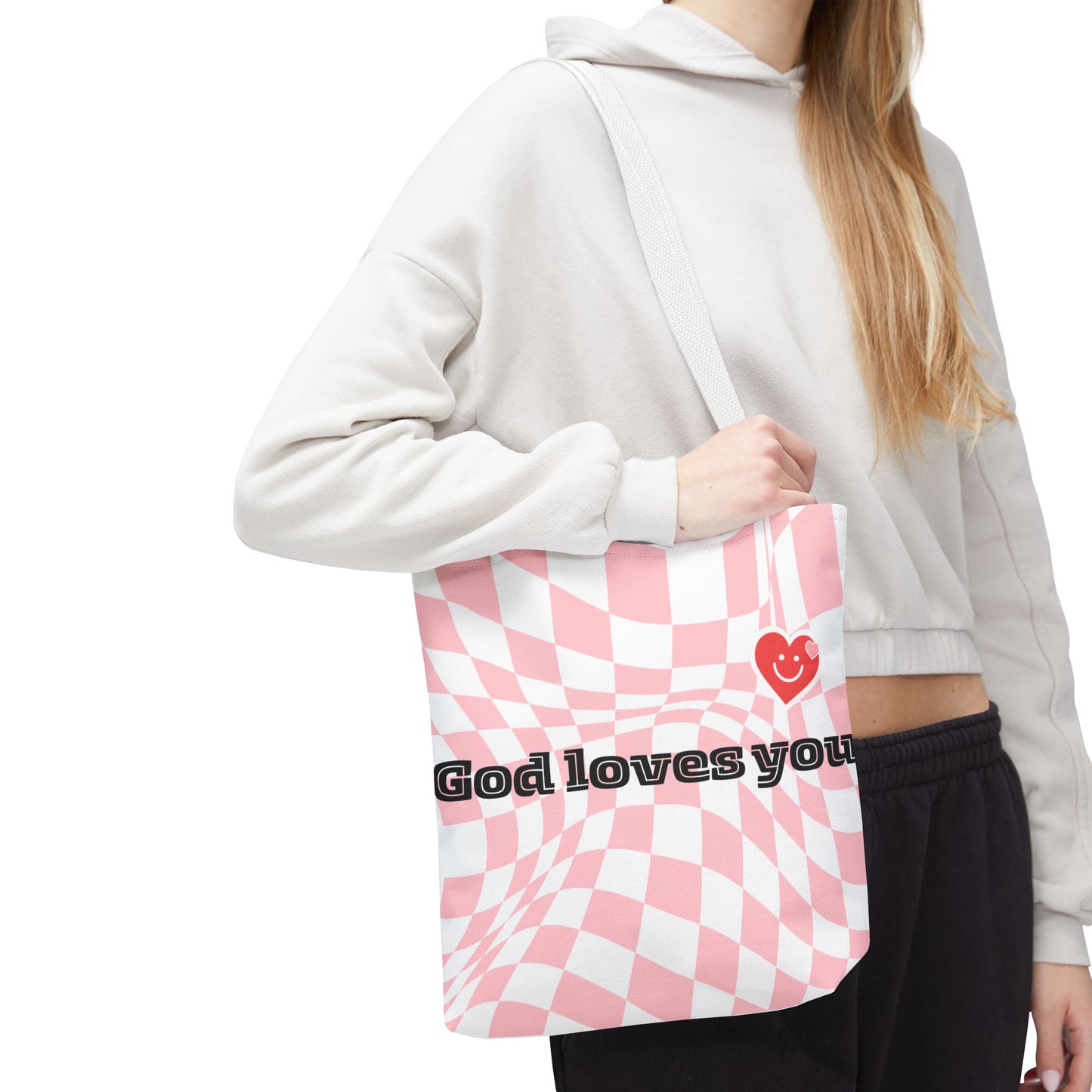 Heartfelt Checkerboard Tote Bag | Inspirational Gift for Friends | Everyday Use | Perfect for Casual Outings or Church