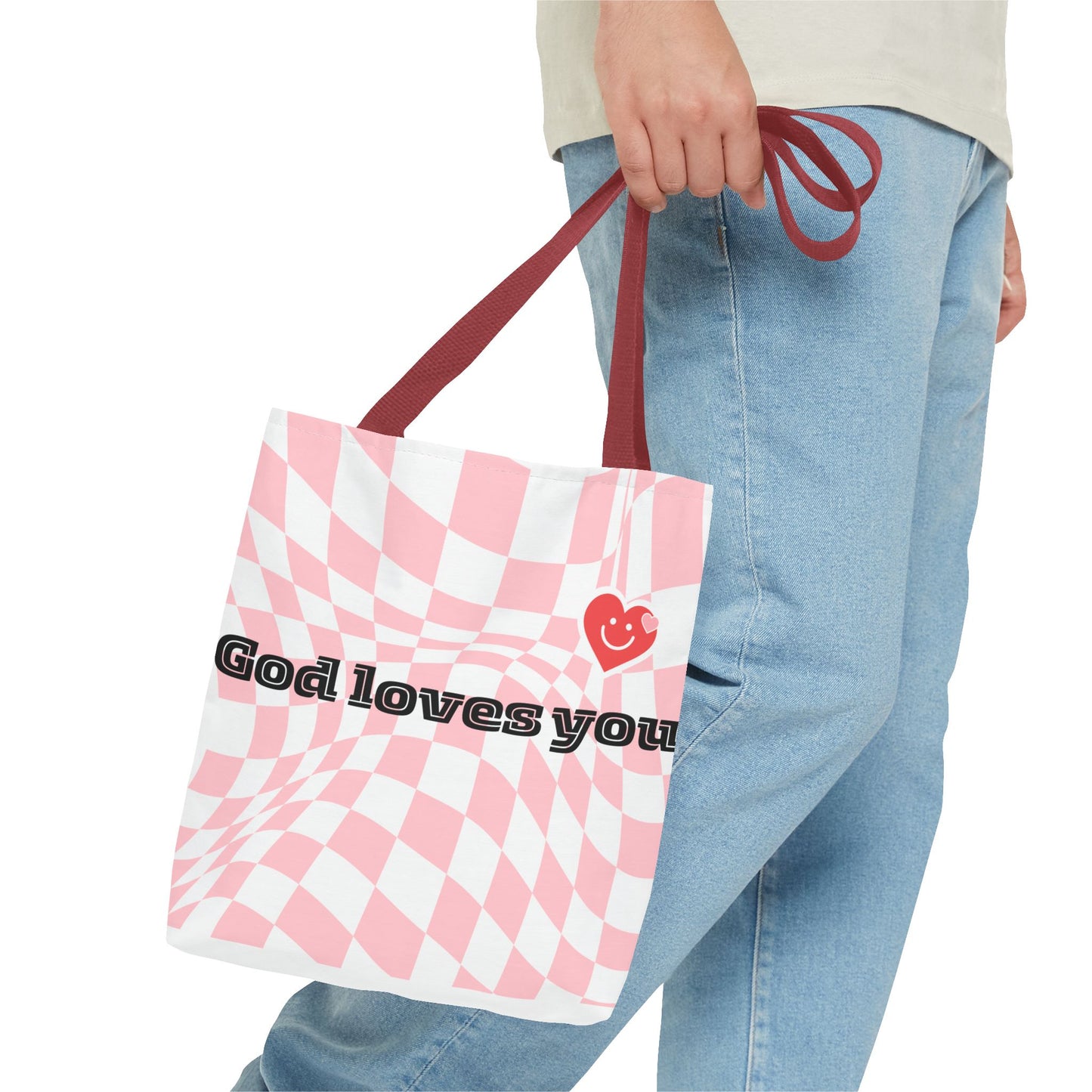 Heartfelt Checkerboard Tote Bag | Inspirational Gift for Friends | Everyday Use | Perfect for Casual Outings or Church
